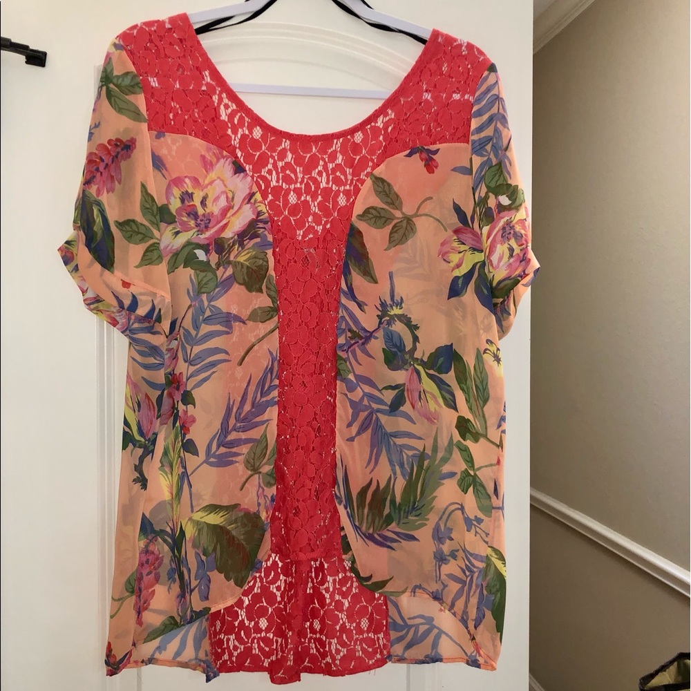 XL Coral Print Top